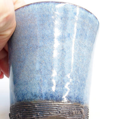 Ceramic bonsai bowl 7 x 7 x 7 cm, color blue - 2