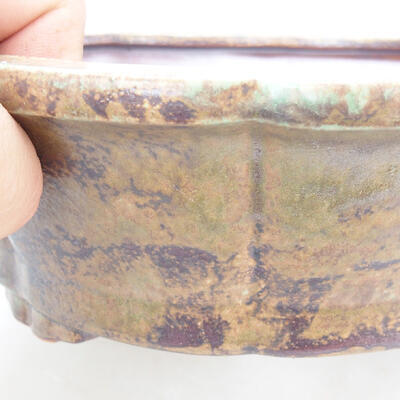 Ceramic bonsai bowl 25.5 x 25.5 x 8.5 cm, color green-brown - 2