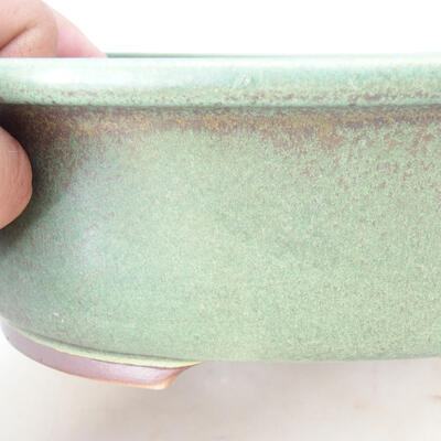 Ceramic bonsai bowl 25 x 21.5 x 8 cm, color green-brown - 2