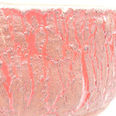 Ceramic bonsai bowl 18.5 x 18.5 x 7.5 cm, color cracked red - 2