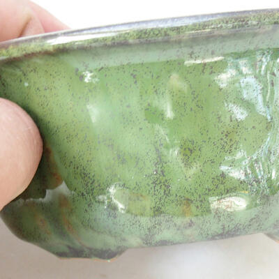 Ceramic bonsai bowl 13 x 11.5 x 5.5 cm, color green metallic - 2