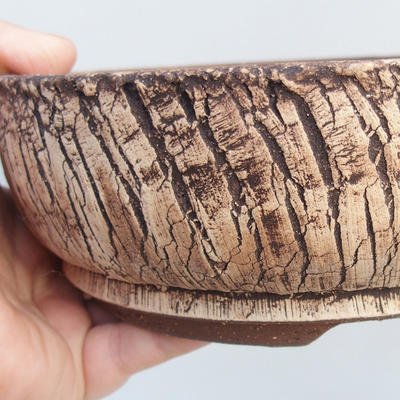 Ceramic bonsai bowl 20,5 x 20,5 x 7,5 cm, color cracked - 2