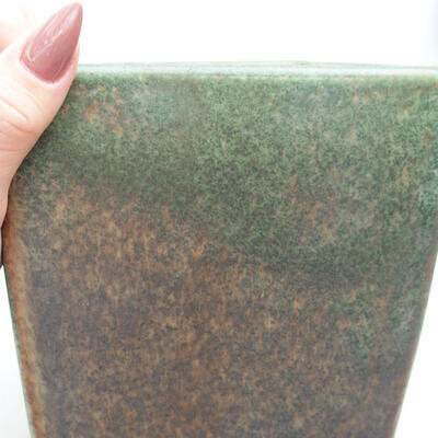 Ceramic bonsai bowl 14.5 x 14.5 x 19 cm, color green-brown - 2