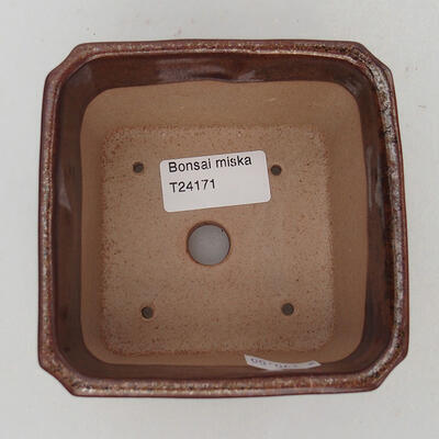 Ceramic bonsai bowl 10 x 10 x 7 cm, color brown - 2