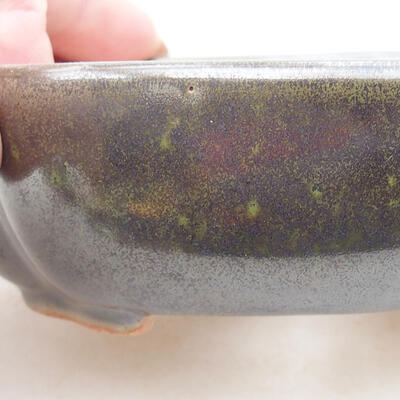 Ceramic bonsai bowl 10 x 8.5 x 3 cm, color green - 2