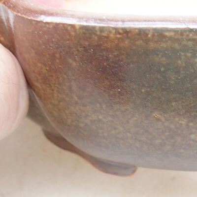 Ceramic bonsai bowl 10 x 8.5 x 3 cm, brown color - 2