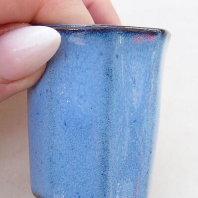 Ceramic bonsai bowl 3.5 x 3.5 x 5 cm, color blue - 2