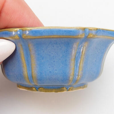 Ceramic bonsai bowl 6 x 6 x 2.5 cm, color blue - 2