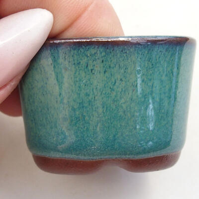 Ceramic bonsai bowl 4 x 3.5 x 3 cm, color green - 2