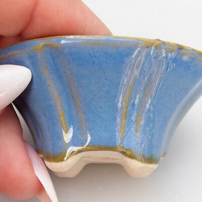 Ceramic bonsai bowl 5.5 x 5.5 x 2.5 cm, color blue - 2