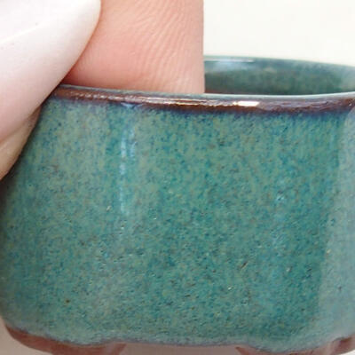 Ceramic bonsai bowl 3.5 x 3.5 x 2 cm, color green - 2