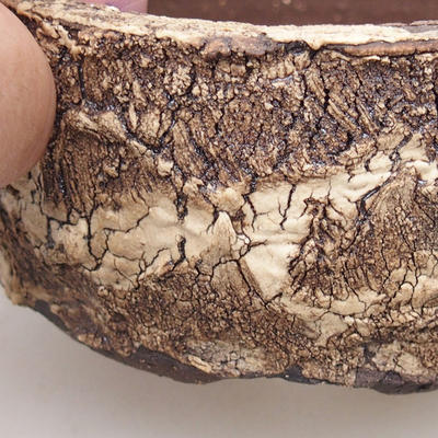 Ceramic bonsai bowl 8.5 x 8.5 x 4 cm, color cracked - 2