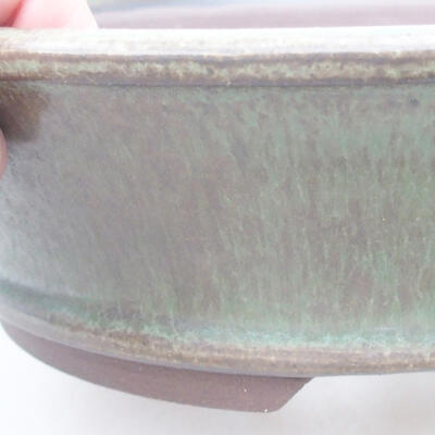 Ceramic bonsai bowl 19.5 x 19.5 x 6 cm, color green - 2