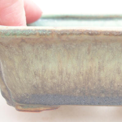 Ceramic bonsai bowl 12 x 9.5 x 4 cm, color green - 2