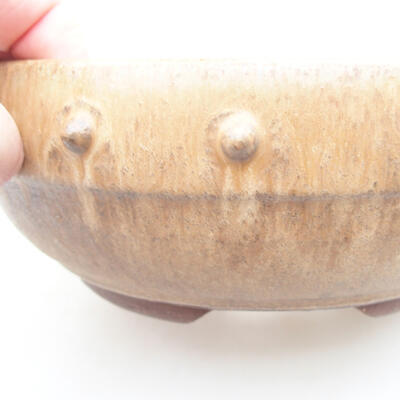 Ceramic bonsai bowl 18 x 18 x 6.5 cm, beige color - 2