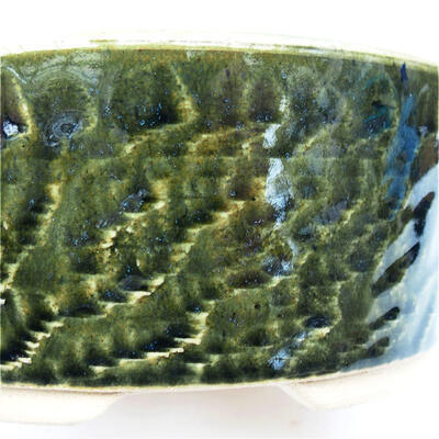 Ceramic bonsai bowl 12.5 x 12.5 x 6 cm, color green - 2