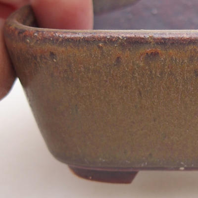 Ceramic bonsai bowl 9.5 x 8.5 x 3.5 cm, brown color - 2