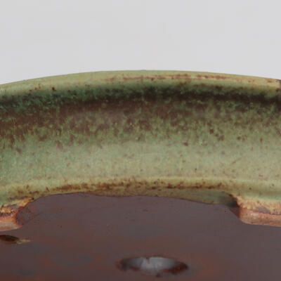 Ceramic bonsai bowl 12.5 x 10.5 x 2 cm, color green - 2
