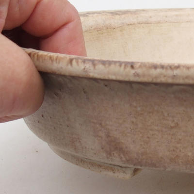 Ceramic bonsai bowl 24.5 x 21.5 x 5 cm, beige color - 2