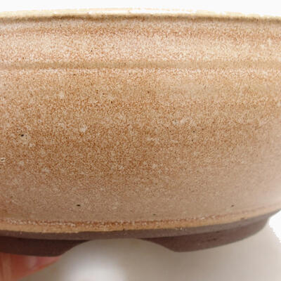Ceramic bonsai bowl 14.5 x 14.5 x 6 cm, beige color - 2