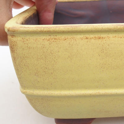 Ceramic bonsai bowl 15.5 x 15.5 x 9 cm, yellow color - 2
