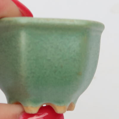 Ceramic bonsai bowl 3.5 x 3.5 x 3 cm, color green - 2