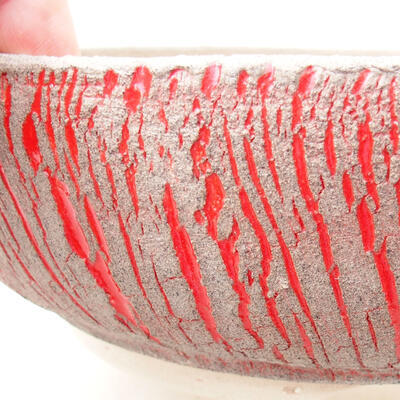 Ceramic bonsai bowl 13 x 13 x 6 cm, color red - 2