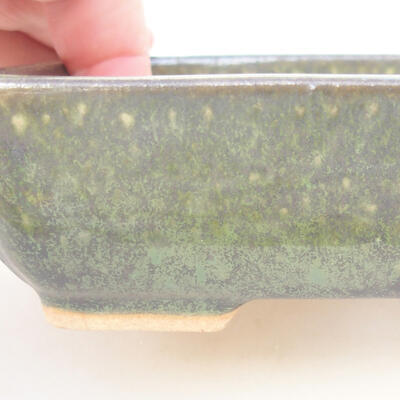 Ceramic bonsai bowl 14 x 10.5 x 3.5 cm, color green - 2