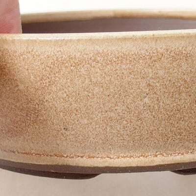 Ceramic bonsai bowl 14.5 x 14.5 x 4 cm, beige color - 2