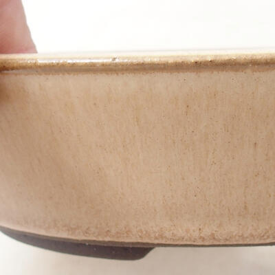 Ceramic bonsai bowl 18.5 x 18.5 x 4.5 cm, beige color - 2