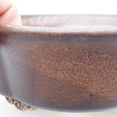 Ceramic bonsai bowl 14 x 13 x 5 cm, color brown - 2