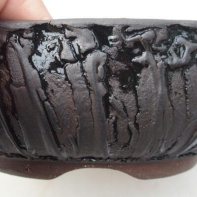 Ceramic bonsai bowl 15.5 x 15.5 x 6 cm, crack black - 2