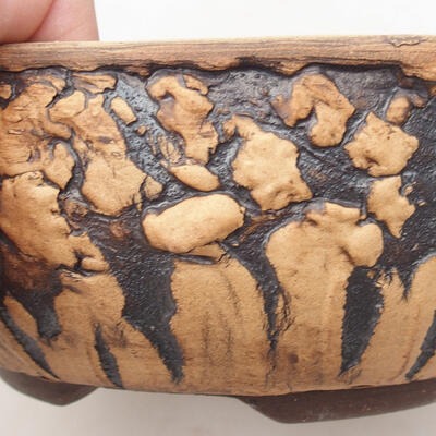 Ceramic bonsai bowl 17.5 x 17.5 x 7 cm, crack black - 2