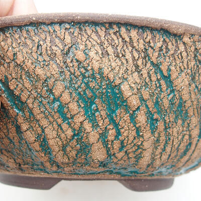 Ceramic bonsai bowl 17.5 x 17.5 x 6 cm, color crack green - 2