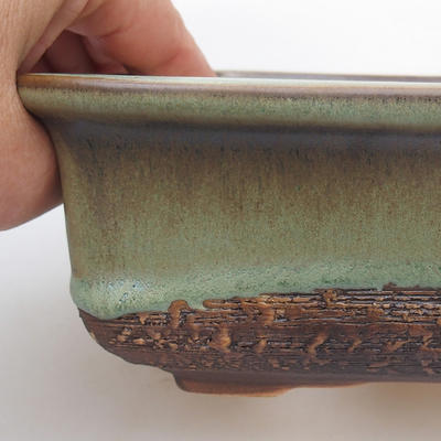 Ceramic bonsai bowl 17 x 12 x 6 cm, color green - 2