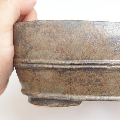 Ceramic bonsai bowl 25 x 19 x 7,5 cm, brown-blue color - 2