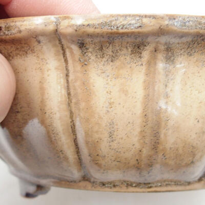 Ceramic bonsai bowl 10.5 x 10.5 x 4.5 cm, beige color - 2