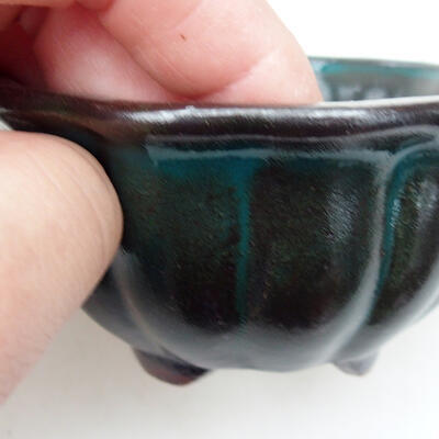 Ceramic bonsai bowl 8 x 8 x 4.5 cm, color green - 2