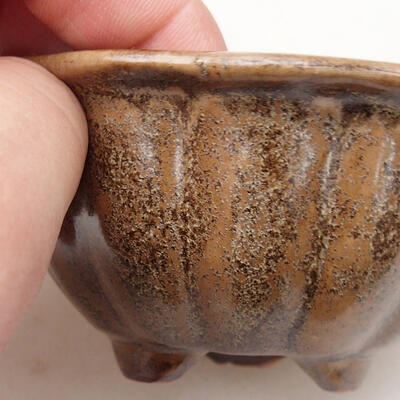 Ceramic bonsai bowl 7.5 x 7.5 x 4 cm, brown color - 2