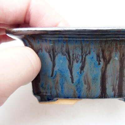 Ceramic bonsai bowl 11 x 9 x 4.5 cm, blue-black color - 2