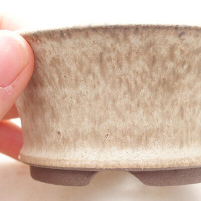Ceramic bonsai bowl 9 x 9 x 2 cm, beige color - 2