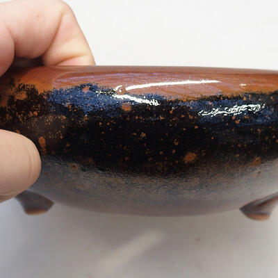 Ceramic bonsai bowl 19 x 19 x 7 cm, brown-black color - 2