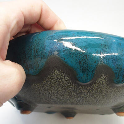 Ceramic bonsai bowl 19 x 19 x 7 cm, color green - 2