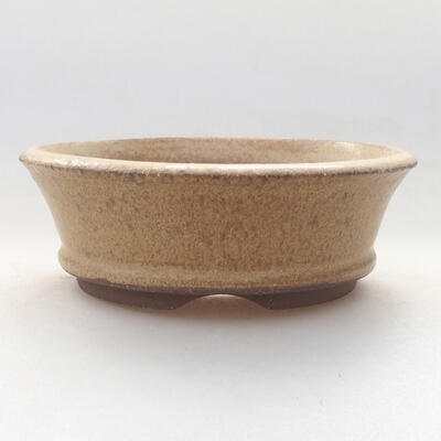 Ceramic bonsai bowl 9.5 x 9.5 x 3.5 cm, beige color - 2