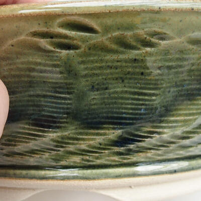 Ceramic bonsai bowl 17 x 17 x 6 cm, color green - 2