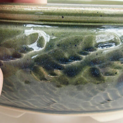 Ceramic bonsai bowl 18.5 x 18.5 x 7 cm, color green - 2