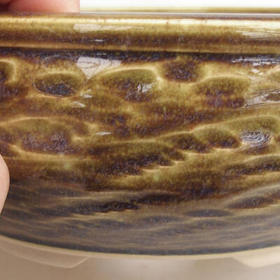 Ceramic bonsai bowl 18 x 18 x 7 cm, color green-brown - 2