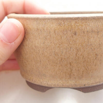 Ceramic bonsai bowl 8 x 8 x 4.5 cm, beige color - 2