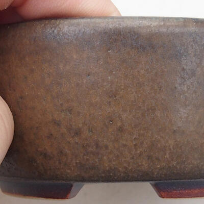 Ceramic bonsai bowl 7.5 x 6.5 x 4 cm, brown color - 2