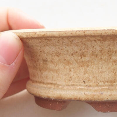 Ceramic bonsai bowl 9 x 9 x 3.5 cm, beige color - 2